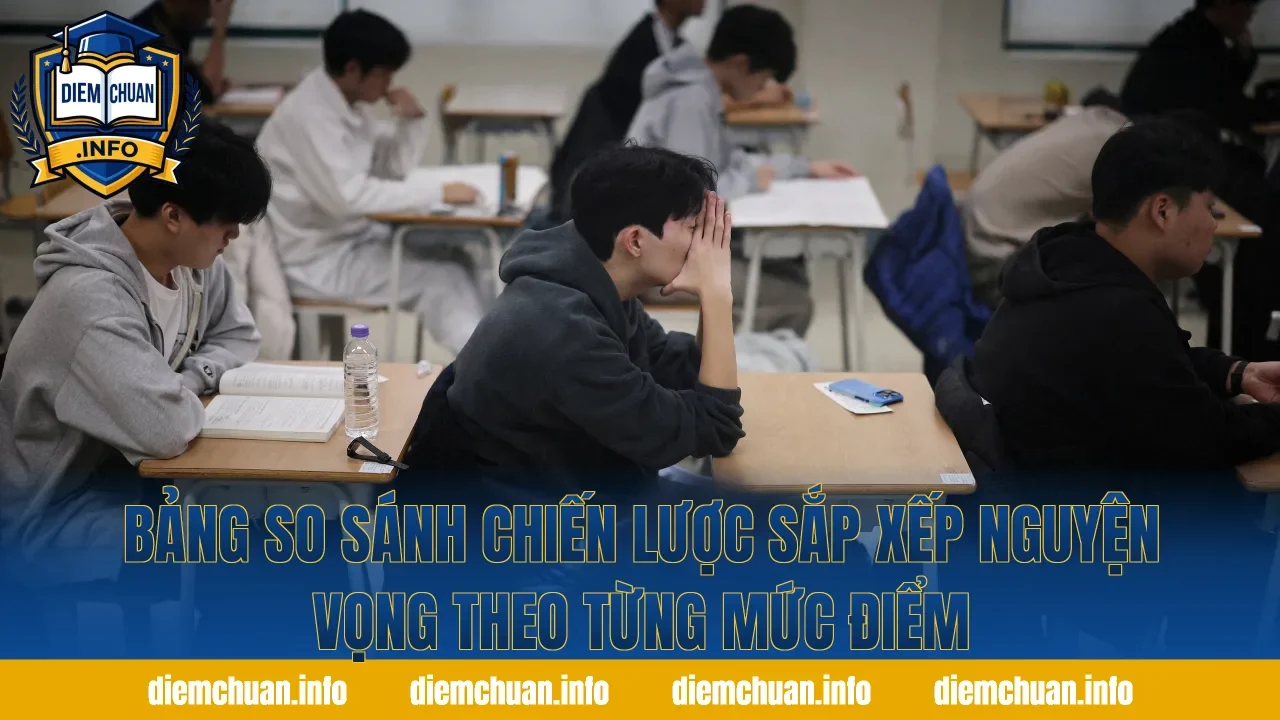 Bảng so sánh chiến lược sắp xếp nguyện vọng theo từng mức điểm